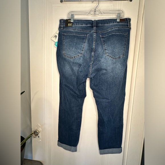 Kut from the Kloth Catherine Boyfriend Jeans Size 16W Medium indigo cuff Denim - Picture 2 of 14